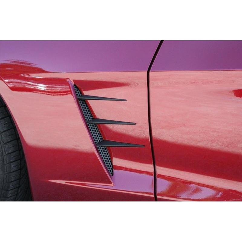 Corvette Side Vent Perforated Grilles with Spears - Blakk Stealth : 2005-2013 C6