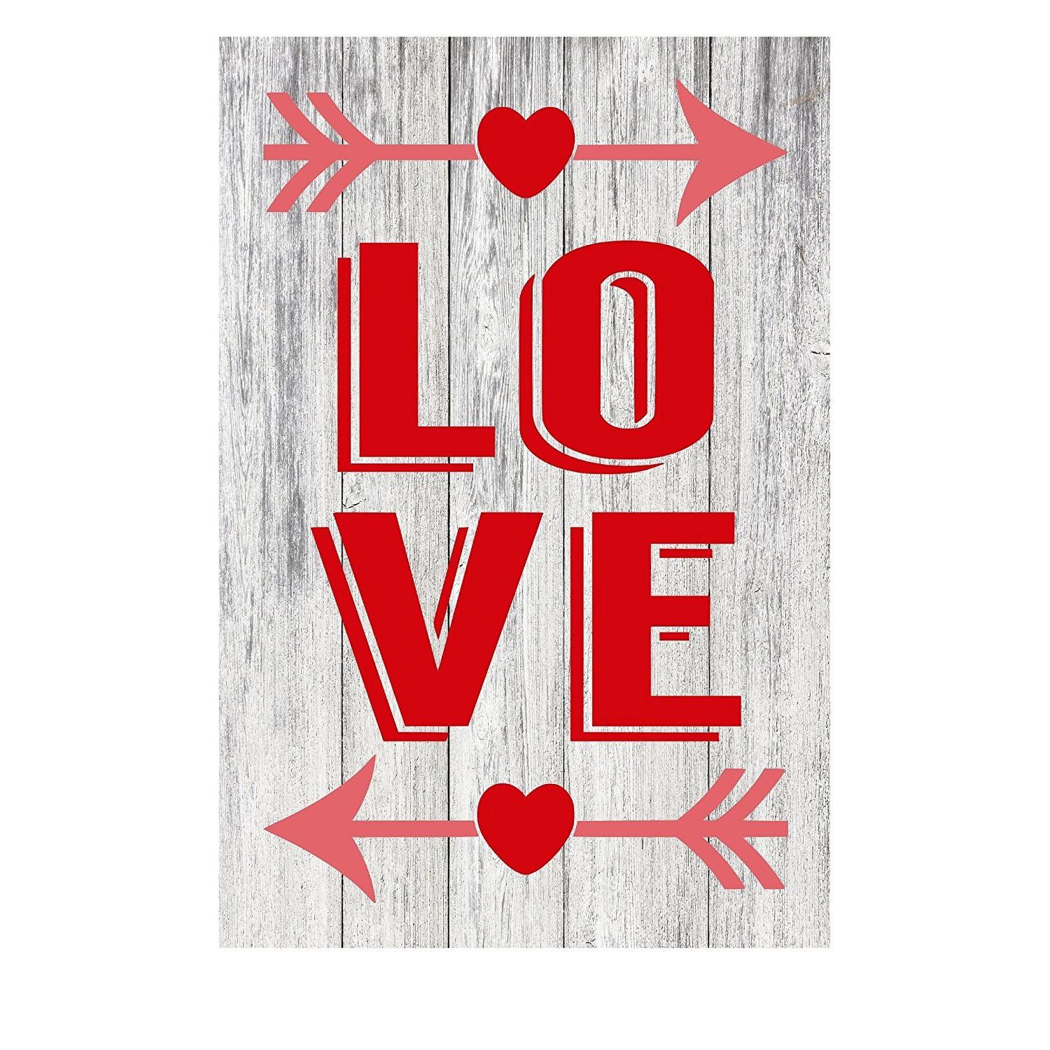 Love Love Love Love Red Rustic Metal Sign - 12" x 8"