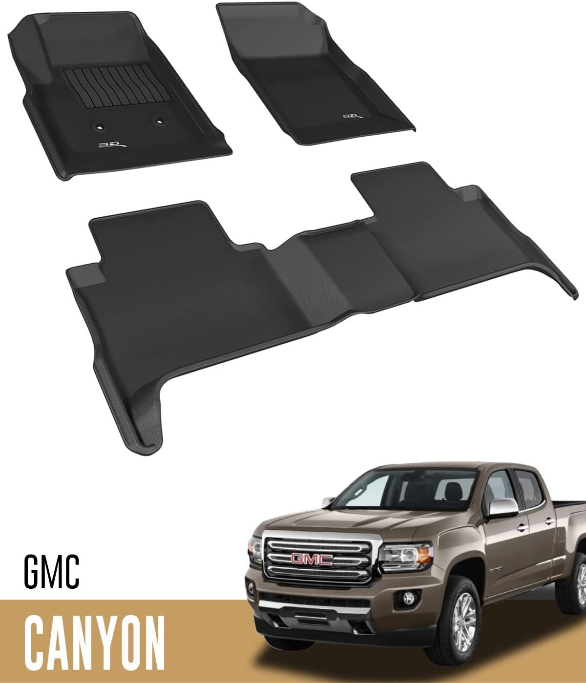 3D MAXpider Custom Fit Complete Floor Mat Set for Select GMC Canyon Models - Kagu Rubber