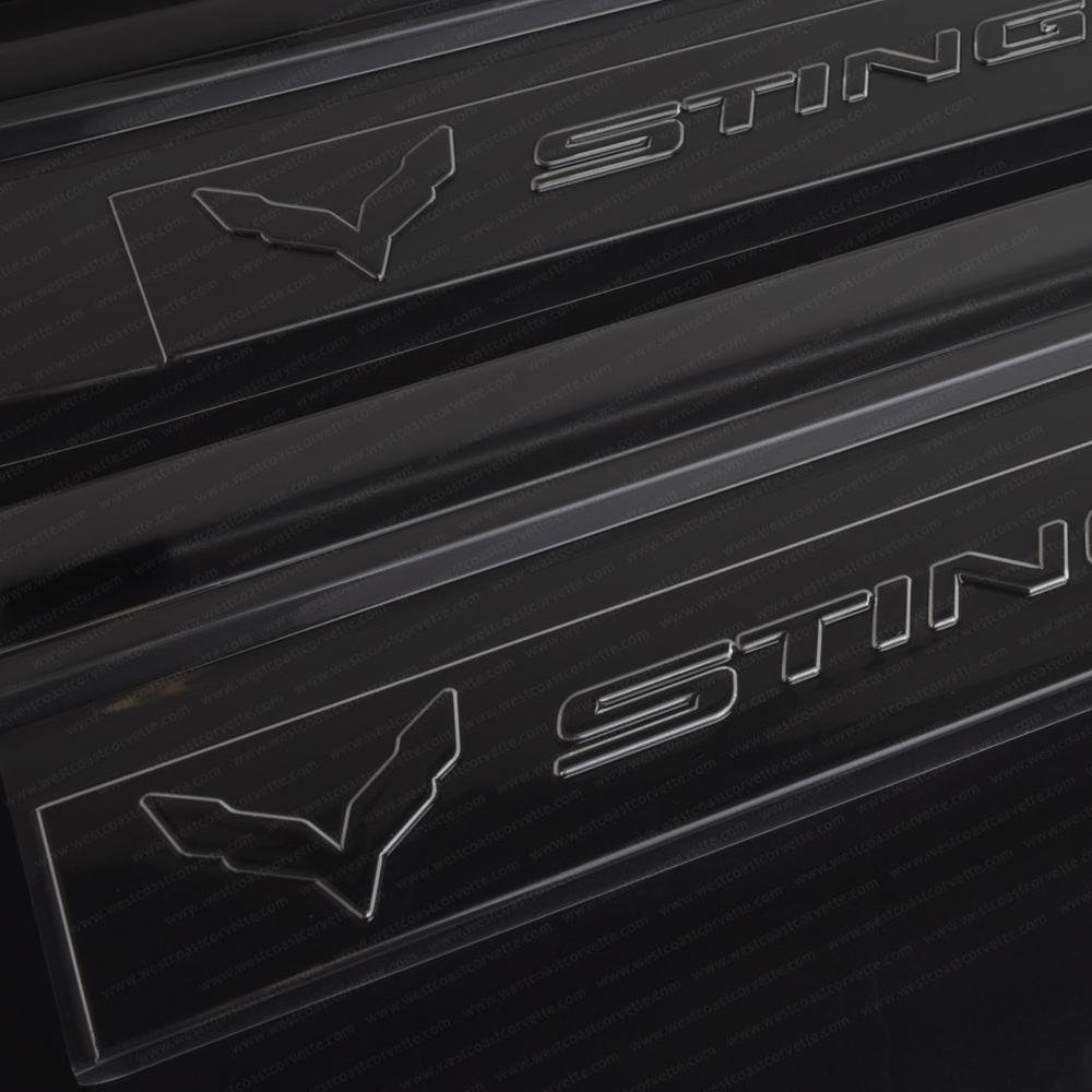 Corvette Clear Door Sill Protectors : C7 Stingray, Z51, Z06 (Clear w/Embossed Stingray Script)-SR1 Performance