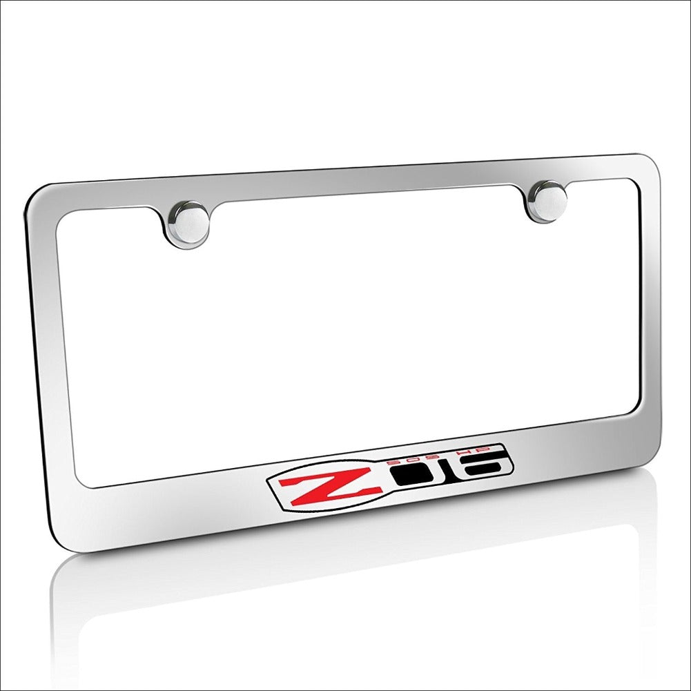 C6 Corvette Z06 505HP Logo Metal License Frame - Chrome