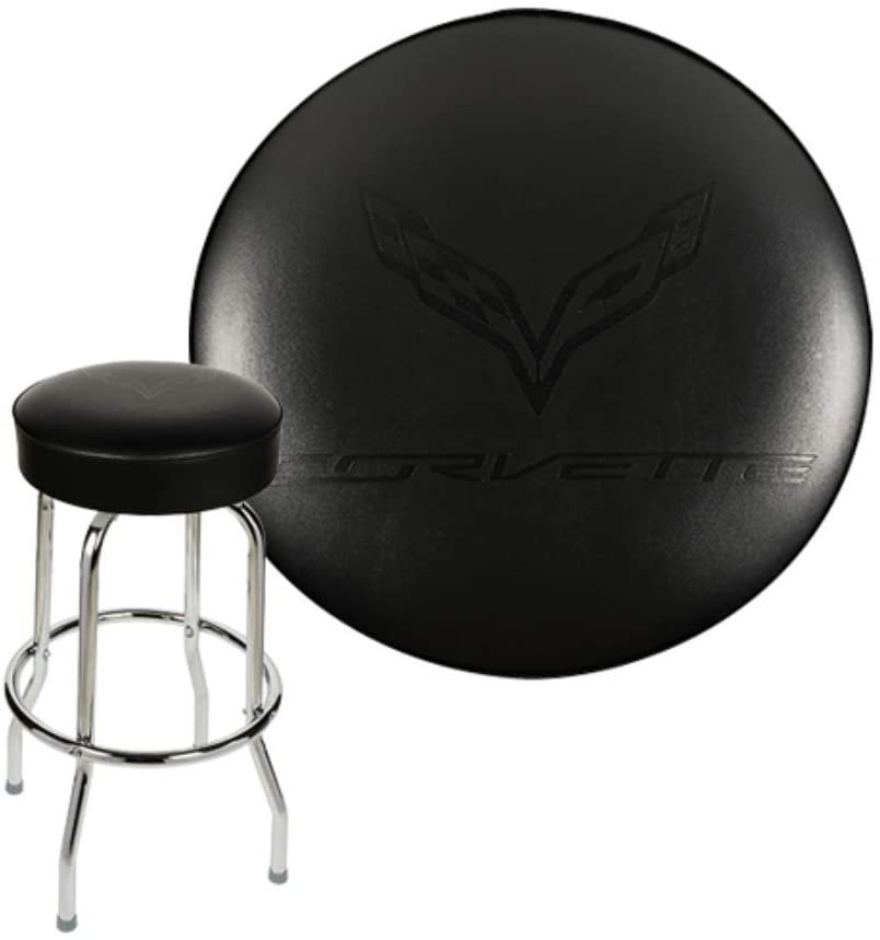 C7 Corvette Executive Leatherette Debossed Stool 30" - Black