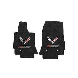 C7 Corvette Z06 Floor Mats- Flags w/ Z06 Supercharged Logo: Black-SR1 Performance