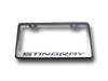 2014 C7 Corvette Stingray License Plate Frame - Chrome w/Stainless Steel Overlay & Carbon Fiber "STINGRAY" Script