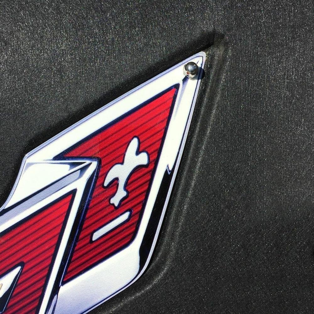 C7 Corvette Stingray Crossed flag Metal Underhood Emblem Fits: 2014 and Newer Corvettes