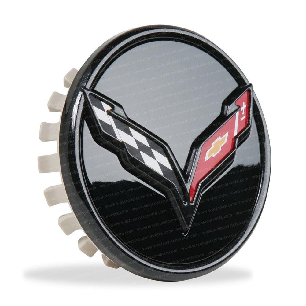 2014-2019 C7 Corvette GM Center Cap w/Crossed Flags Logo - Carbon Flash Black