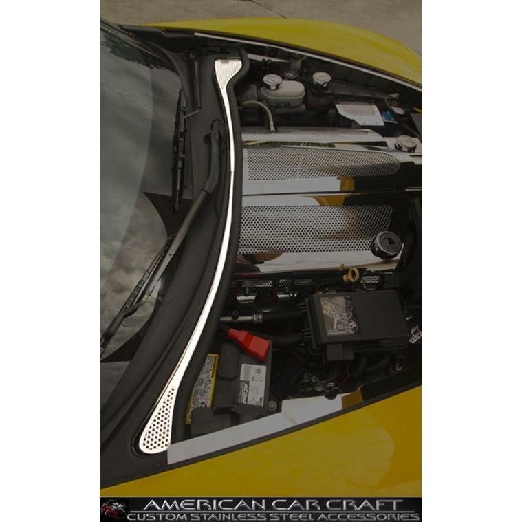 Corvette Wiper Cowl Cover - Perforated Stainless Steel : 2008-2013 C6,Z06,ZR1,Grand Sport