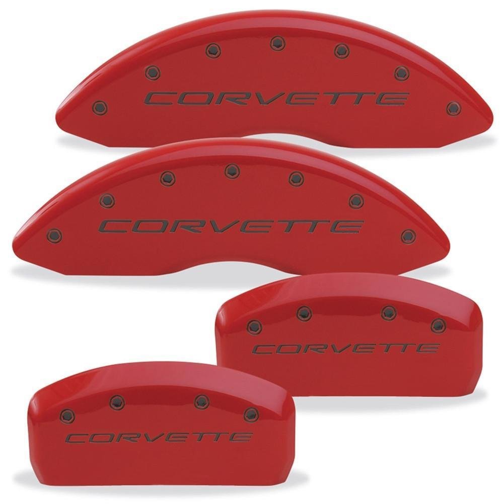 Corvette Brake Caliper Cover Set (4) - Body Color Matched with Black Bolts and Script : 1997-2004 C5 & Z06