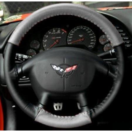 Corvette Steering Wheel Cover Euro-Style Two-Tone : 1997-2004 C5 & Z06 (Grey/Black)