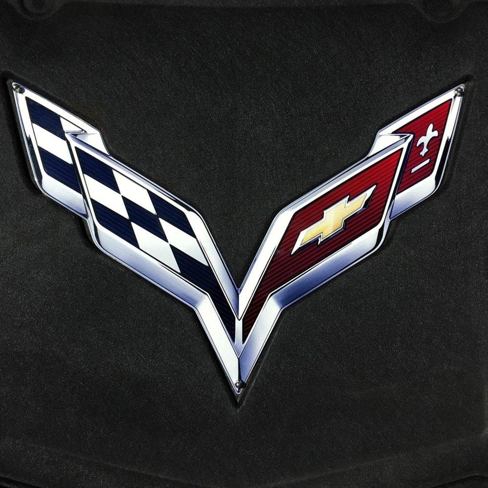 C7 Corvette Stingray Crossed flag Metal Underhood Emblem Fits: 2014 and Newer Corvettes