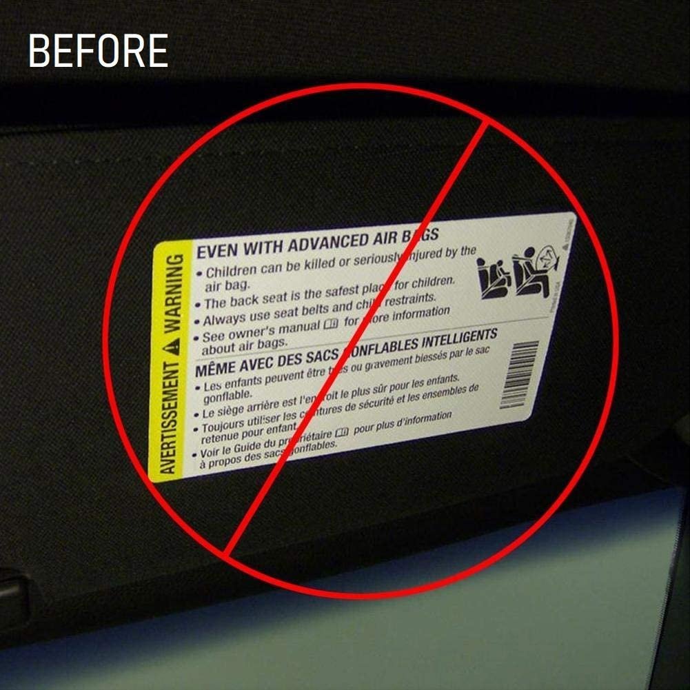 Universal Sunvisor Warning Label Covers - Jet Black - Peel & Stick Sun ...