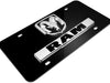 RAM Black Steel License Plate with 3D Chrome Logo