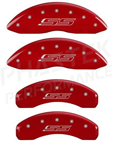 2016-2021 Camaro SS Caliper Covers with SS Logo - BLACK WITH RED SS