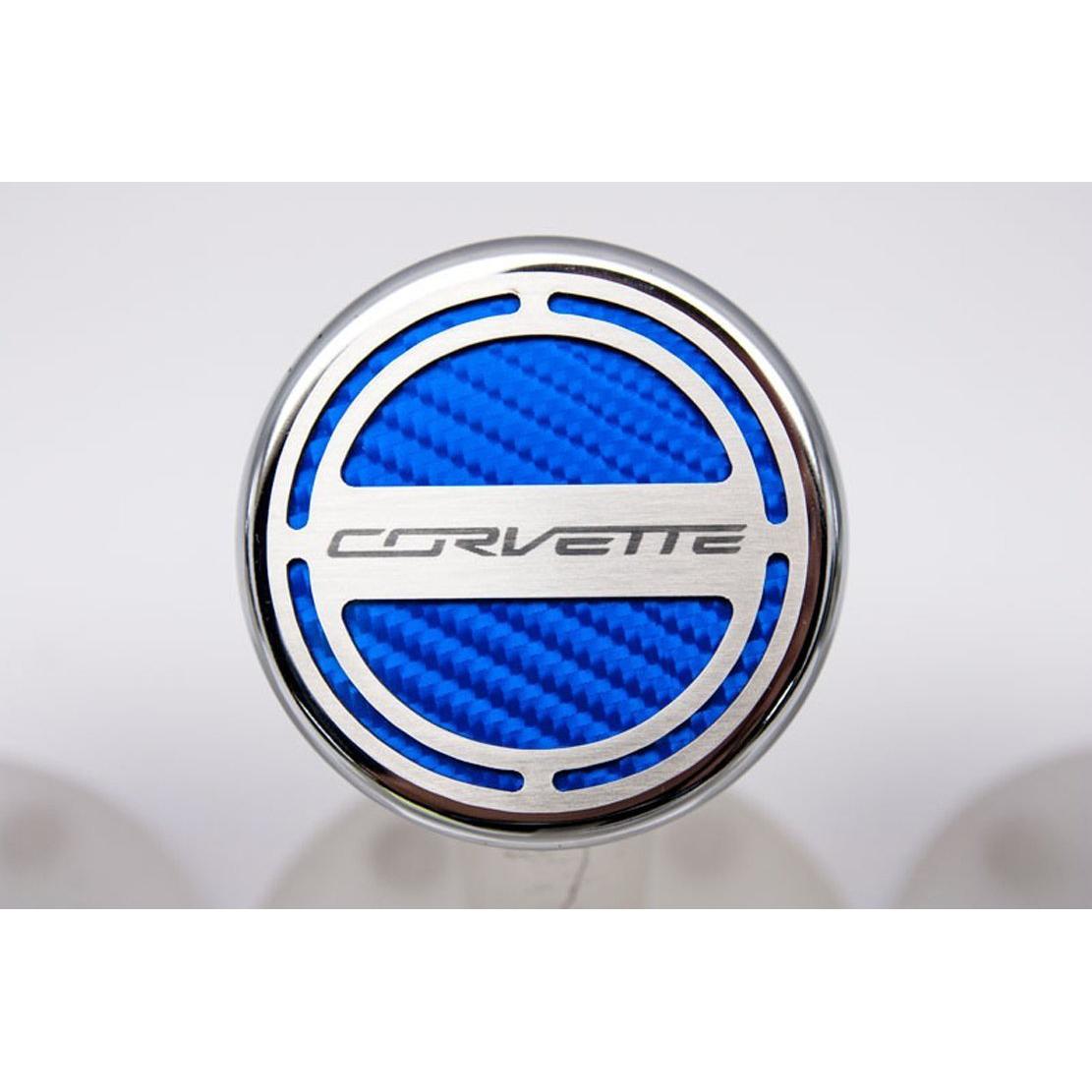 American Car Craft 053018-BLU Blue Carbon Fiber Fluid Cap Cover Set, 6 Piece (Corvette Font)-SR1 Performance