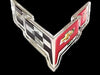 C8 Corvette Crossed Flags Stainless Steel Wall Hanging Sign - Chrome : 18" x 19"