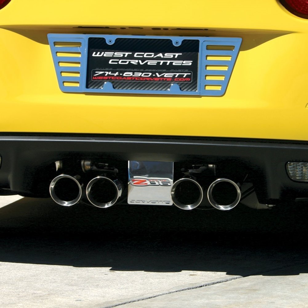 Corvette Exhaust Plate - Billet Chrome with C6 Z06 Logo : Z06