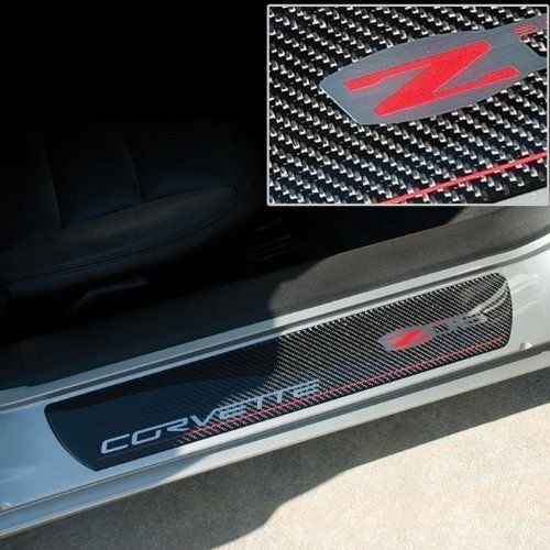 Corvette Door Sill Plates - Carbon Fiber with Z06 505HP Logo : Z06-SR1 Performance