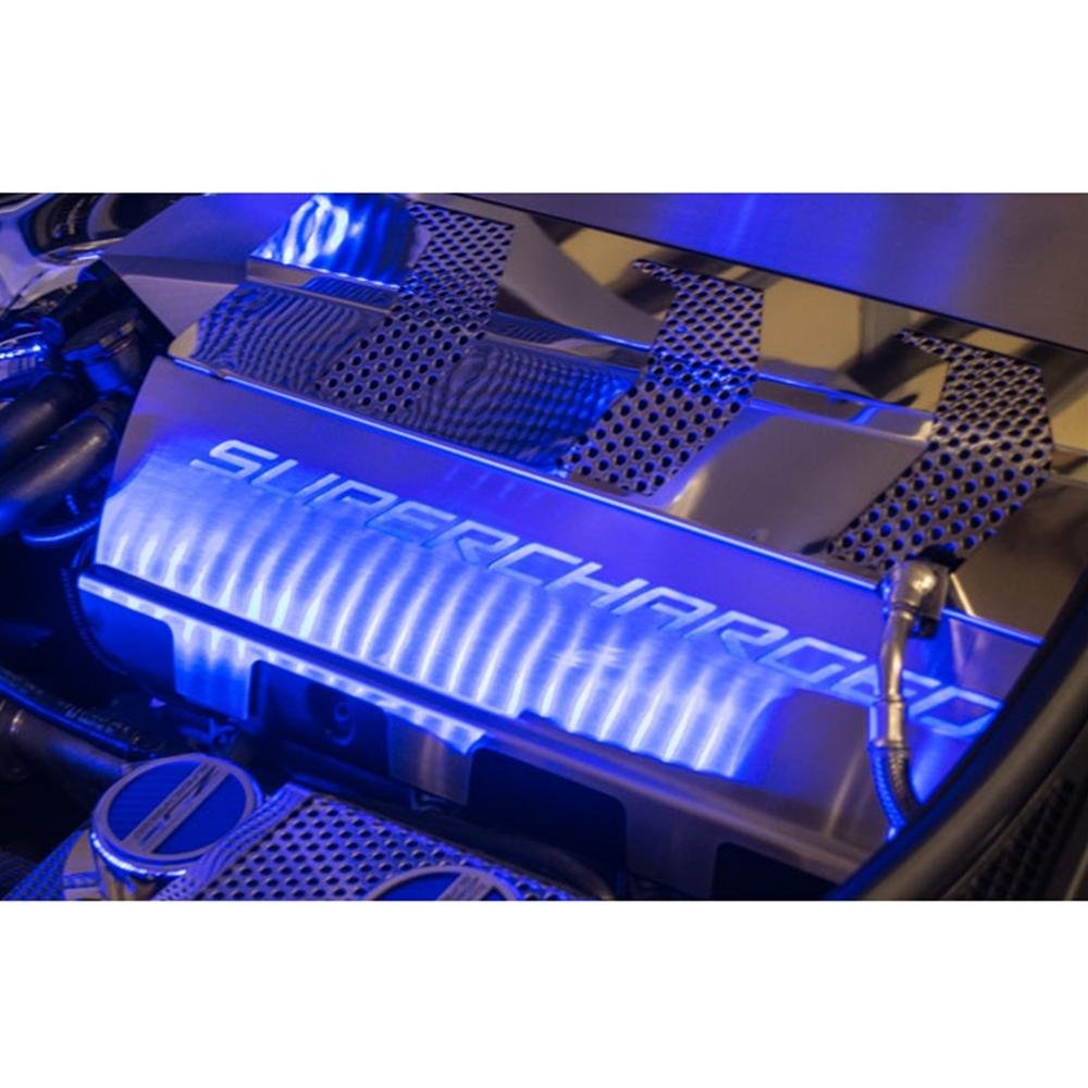 Corvette Supercharged Fuel Rail Covers - Illuminated - Stainless Steel : C7 Z06-SR1 Performance