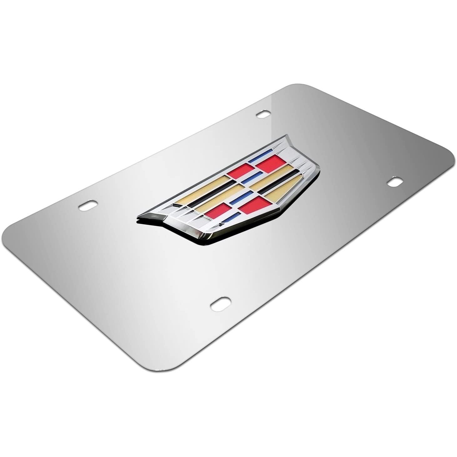 Cadillac New Crest Stainless Steel Chrome License Plate with 3D Chrome Logo