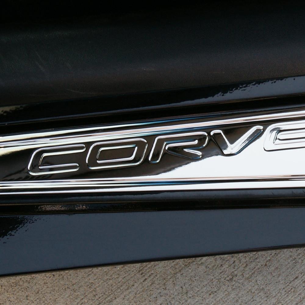 Corvette Door Sill Plates - Billet Chrome with C5 Logo : C5 & Z06-SR1 Performance