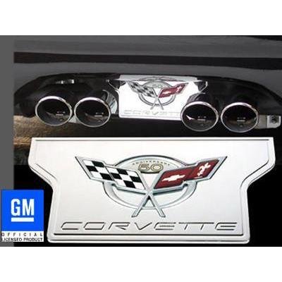 Corvette Exhaust Plate - Billet Chrome with 50th Anniversary Logo : C5 & Z06