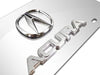 Acura License Plate - Stainless Steel Chrome with Chrome 3D Logo & Script