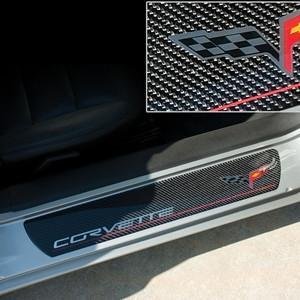 Corvette Door Sill Plates - Carbon Fiber with C6 Logo : C6-SR1 Performance