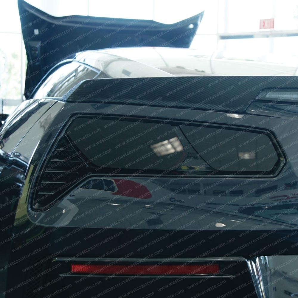 Corvette Flat Rear Tail Light Blackout Lens Kit - Smoked Acrylic - 4Pc. : C7 Stingray, Z51, Z06, Grand Sport-SR1 Performance