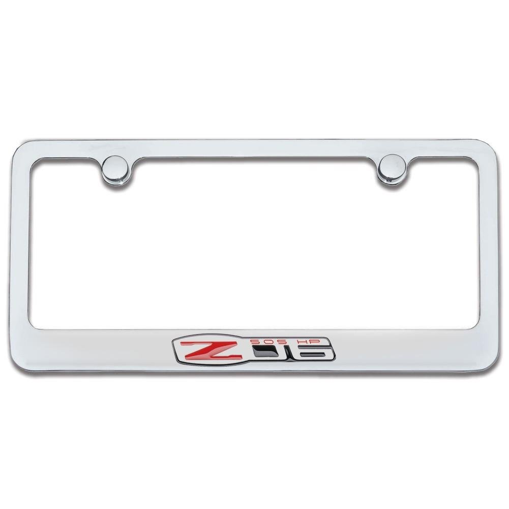 C6 Corvette Z06 505HP Logo Metal License Frame - Chrome