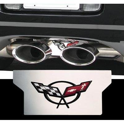 Corvette Exhaust Plate - Polished Stainless Steel with C5 Logo : 1997-2004 C5 & Z06