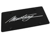 Ford Mustang Script License Plate on Black Steel