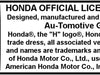 Honda License Plate - Black with Pearl Logo