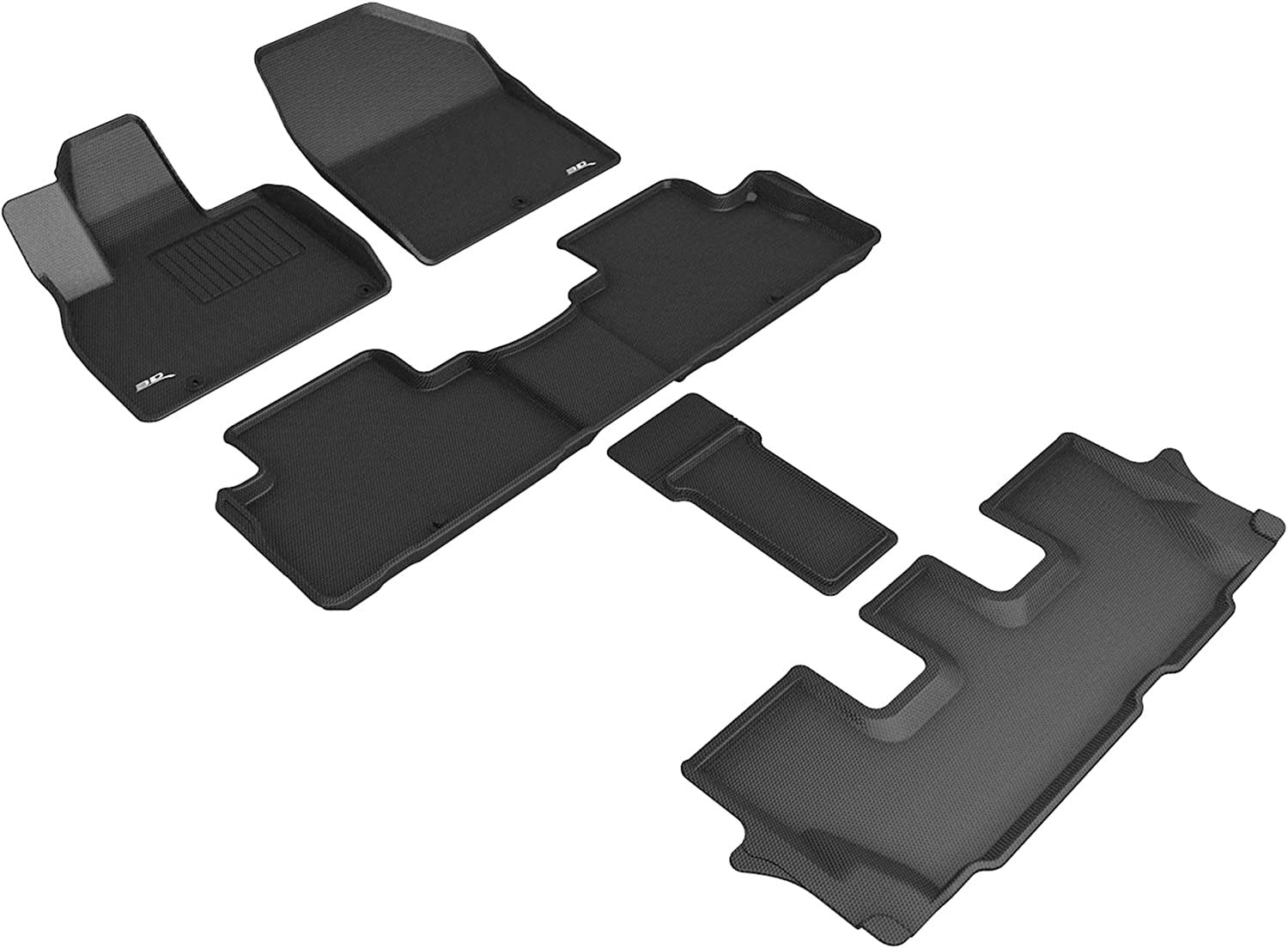 3D MAXpider Custom Fit Kagu Floor Mat (Black) for 2020-2022 KIA Telluride - 1ST Row 2ND Row 3RD Row