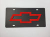 Chevrolet Bowtie License Plate - Carbon Steel with Red Logo