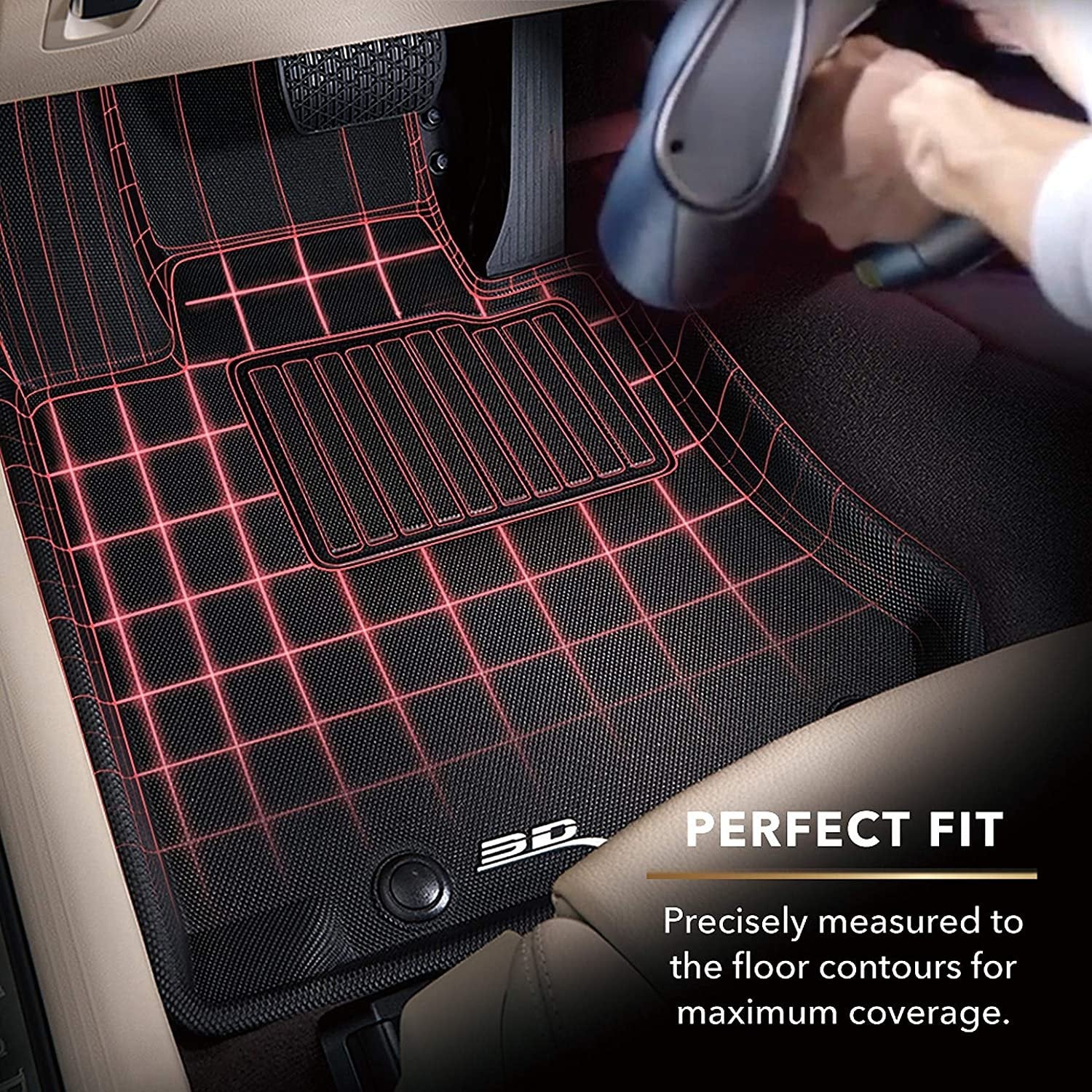 3D MAXpider All-Weather Floor Mats for Porsche Cayenne 2020-2022 Custom Fit Car Floor Liners, Kagu Series (1st & 2nd Row, Black)