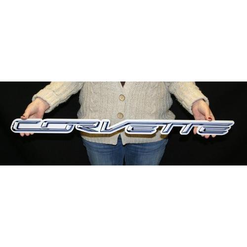 C7 Stingray "CORVETTE" Script Metal Sign Wall Emblem - 18" x 2"