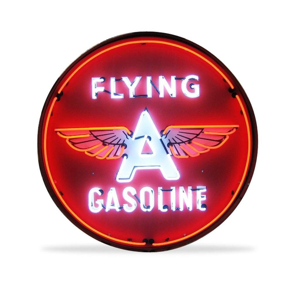 Flying A Gasoline Neon Sign in a Metal Can : 36in