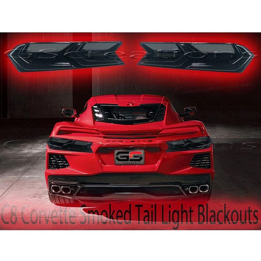 Corvette Rear Tail Light Molded Rear Blackout Smoked Covers : C8 Stingray, Z51-SR1 Performance
