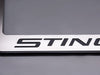 2014 C7 Corvette Stingray License Plate Frame - Chrome w/Stainless Steel Overlay & Carbon Fiber "STINGRAY" Script