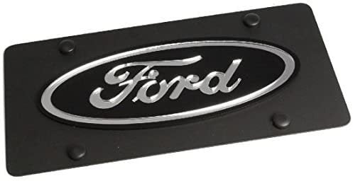 Stainless Steel Black Ford License Plate with Mirrored Logo