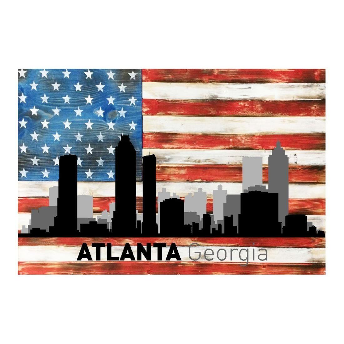 Chicago Illinois City Skyline USA Flag Metal Sign Home Decor - 12" x 8"-SR1 Performance